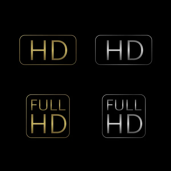 Icone HD e Full HD — Vettoriale Stock