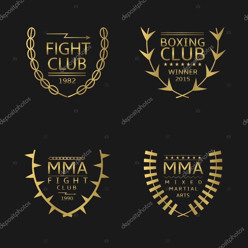Golden fight club emblem. Mixed Martial Arts. Vector illustration