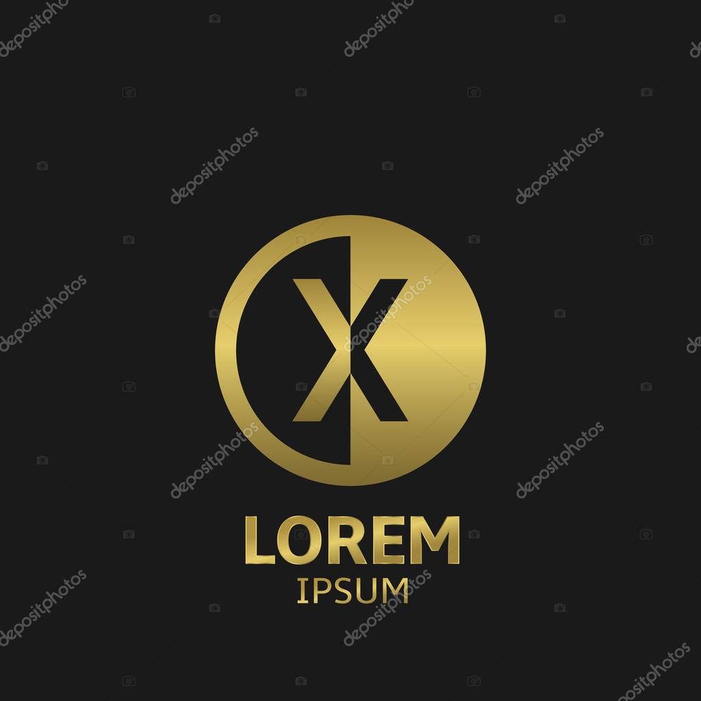 Golden letter X logo template. Vector illustration