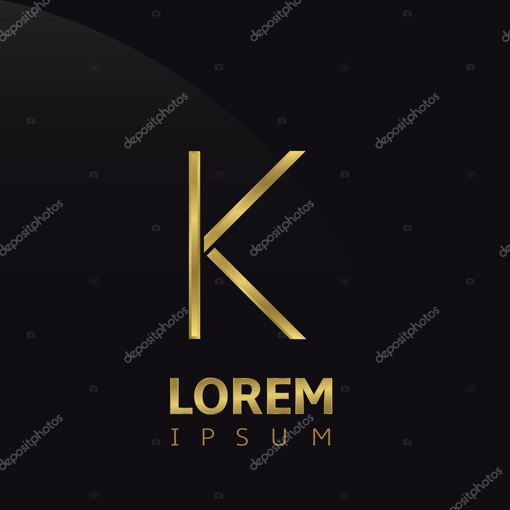 Golden letter K logo icon, symbol for company