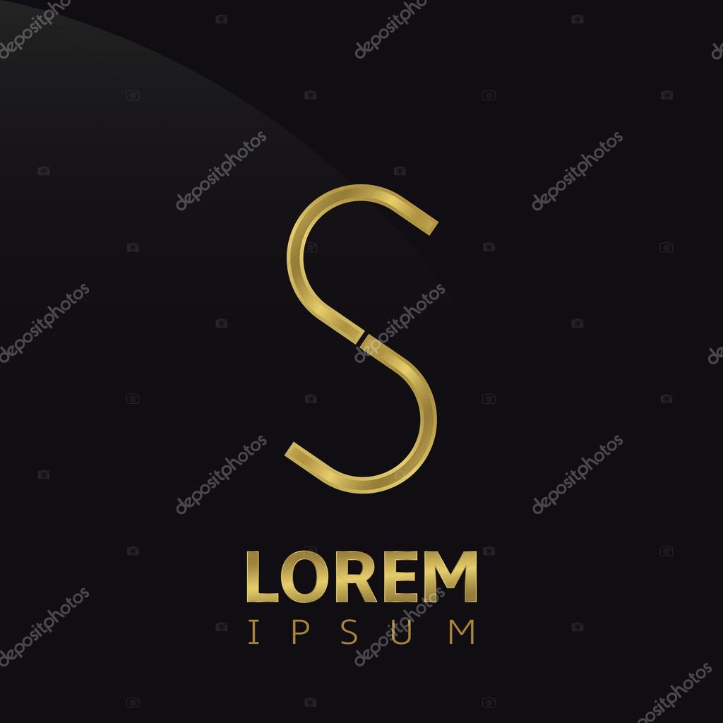 Golden letter S logo icon, symbol for company