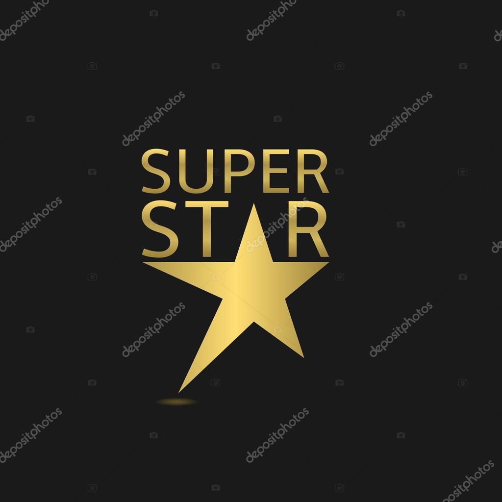 Golden super star logo icon. Vector illustration