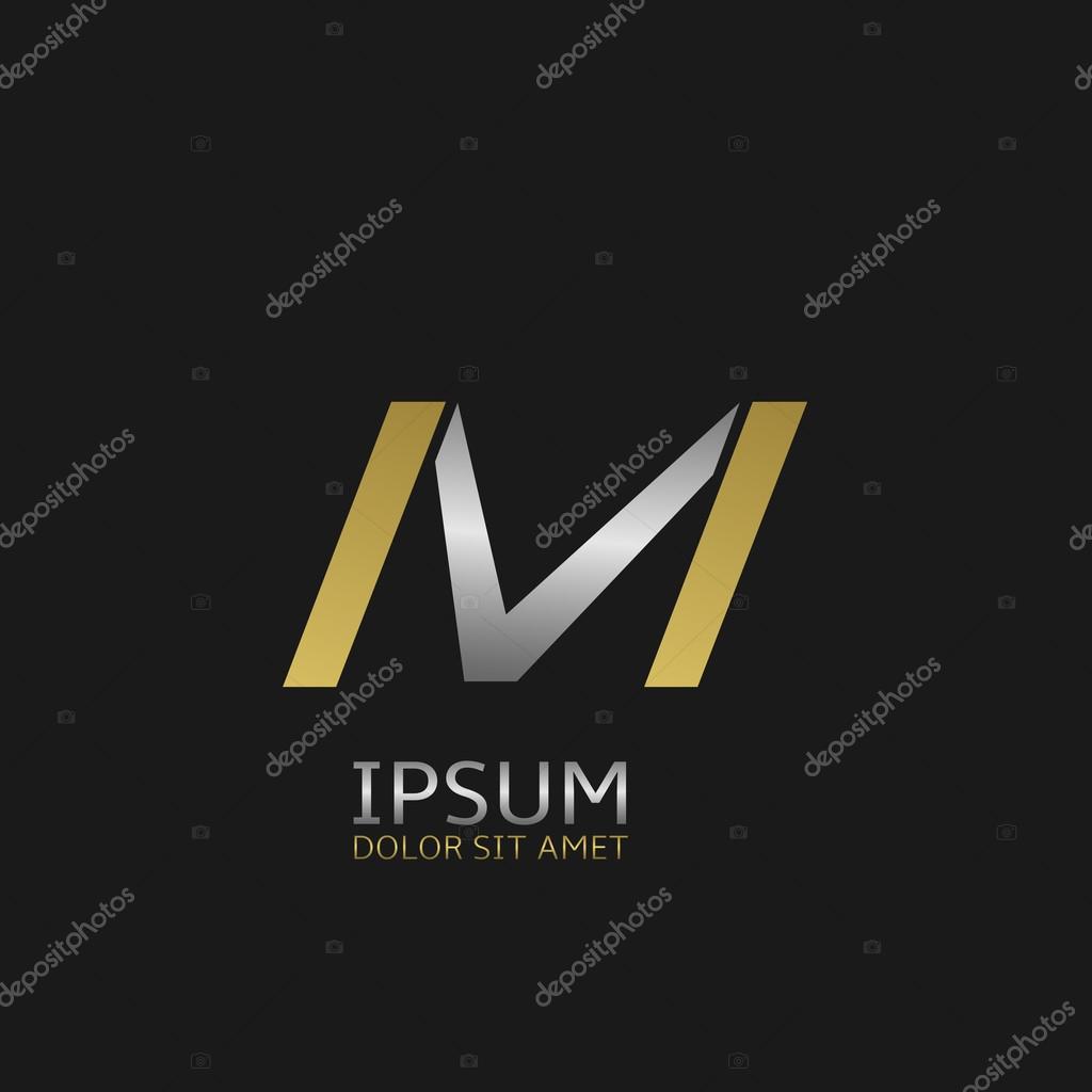 Golden M and silver V letters monogram logo