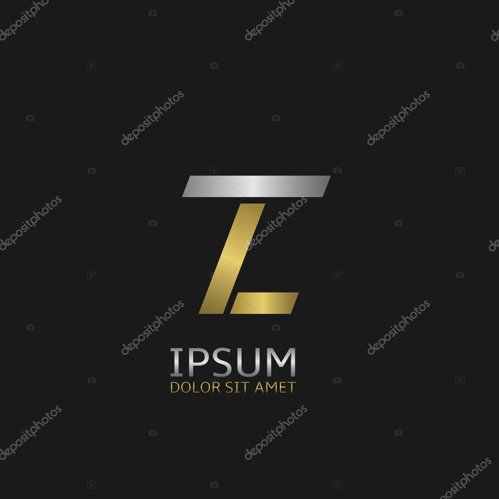 Golden L and silver T letters monogram logo