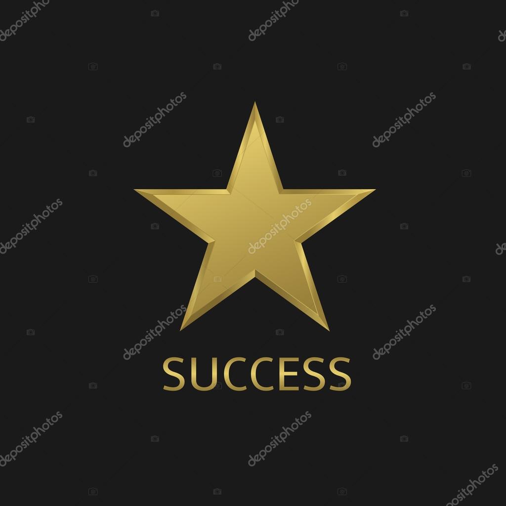 Golden metal star. Success symbol, Vector illustration