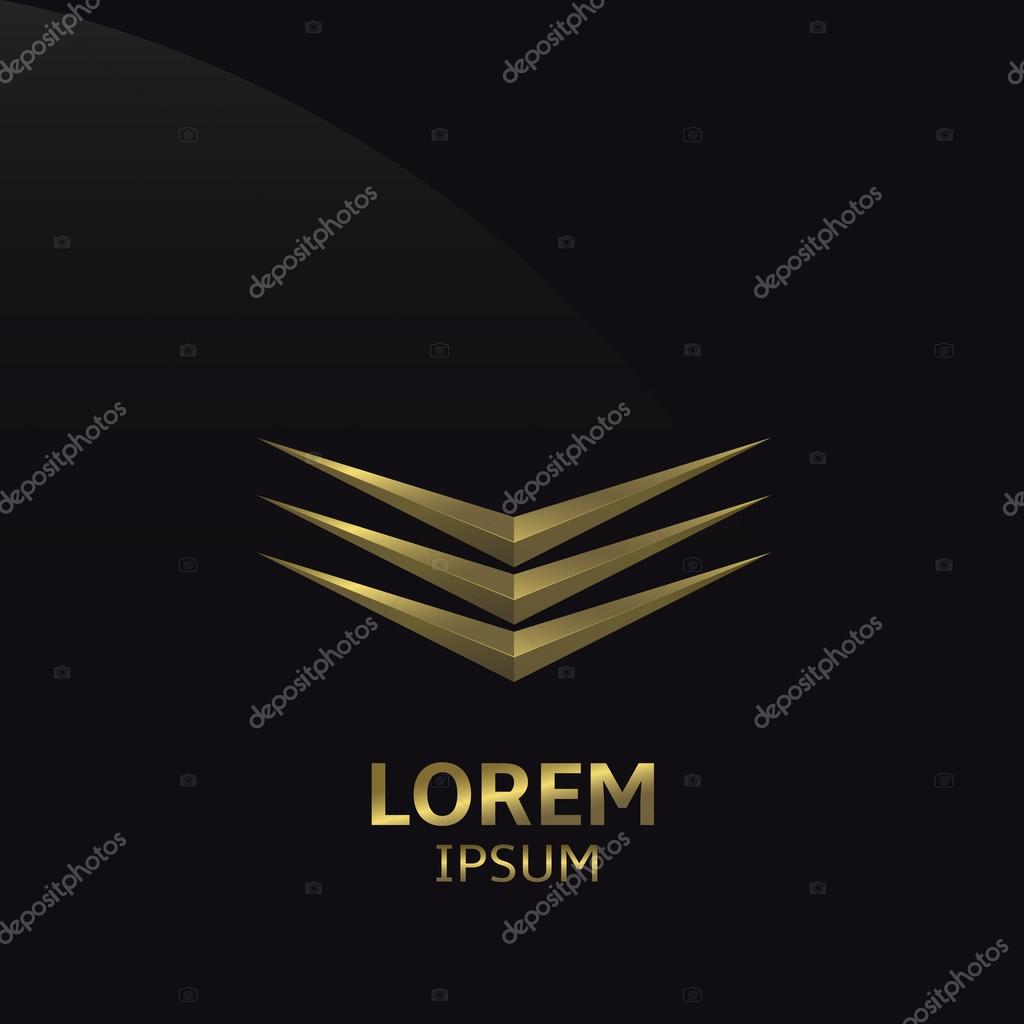 Abstract Golden logo. Wings symbol, Vector illustration