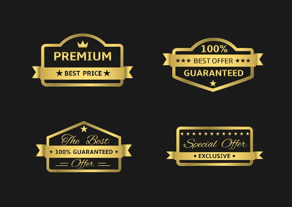 Etiquetas Golden Premium — Vector de stock