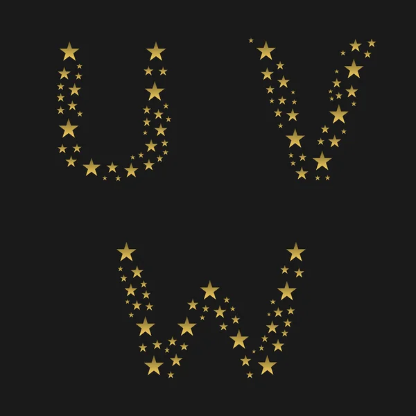 Alfabeto das estrelas douradas —  Vetores de Stock