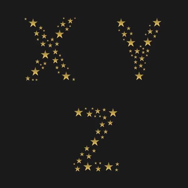 Altın yıldız alfabesi — Stok Vektör