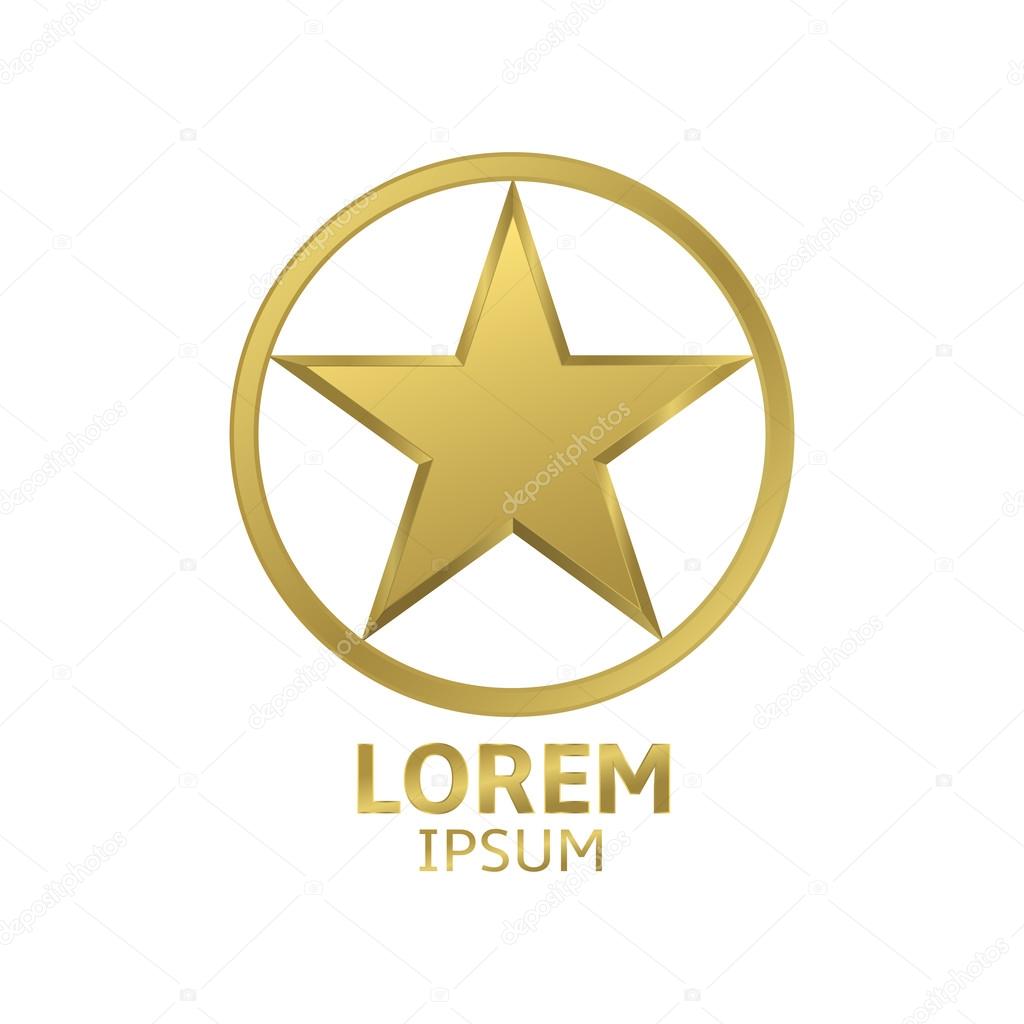 Golden star logo. Award symbol, Vector illustration