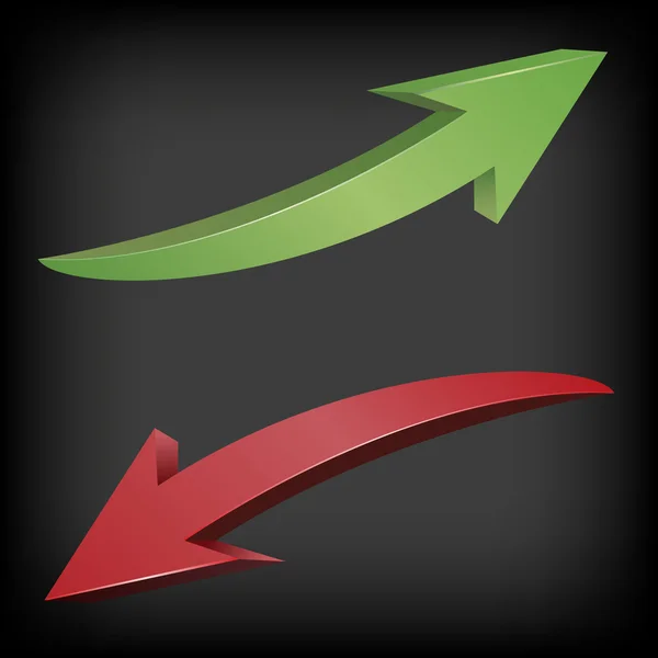Piros és a zöld nyilak — Stock Vector