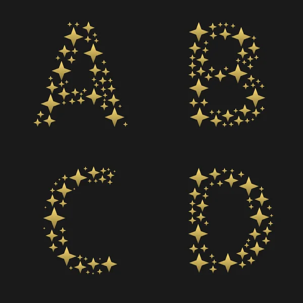 Gouden sparkles alfabet — Stockvector
