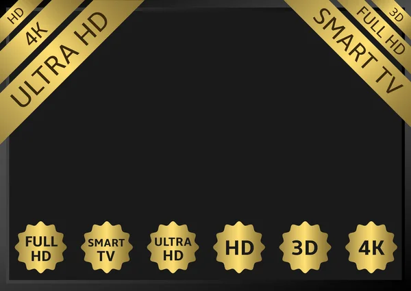 Gouden Tv etiketten — Stockvector