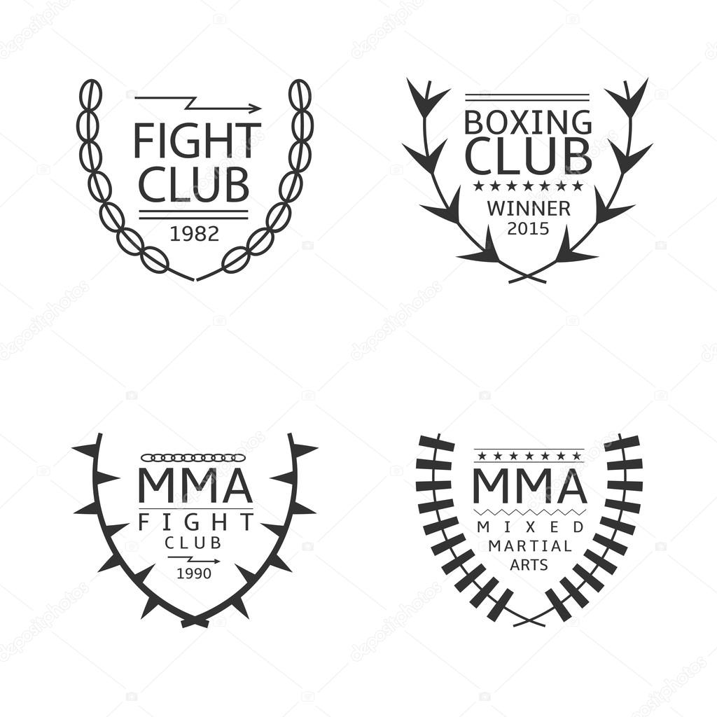 Mixed martial arts fighting logo set. Fight club, Vector illustration