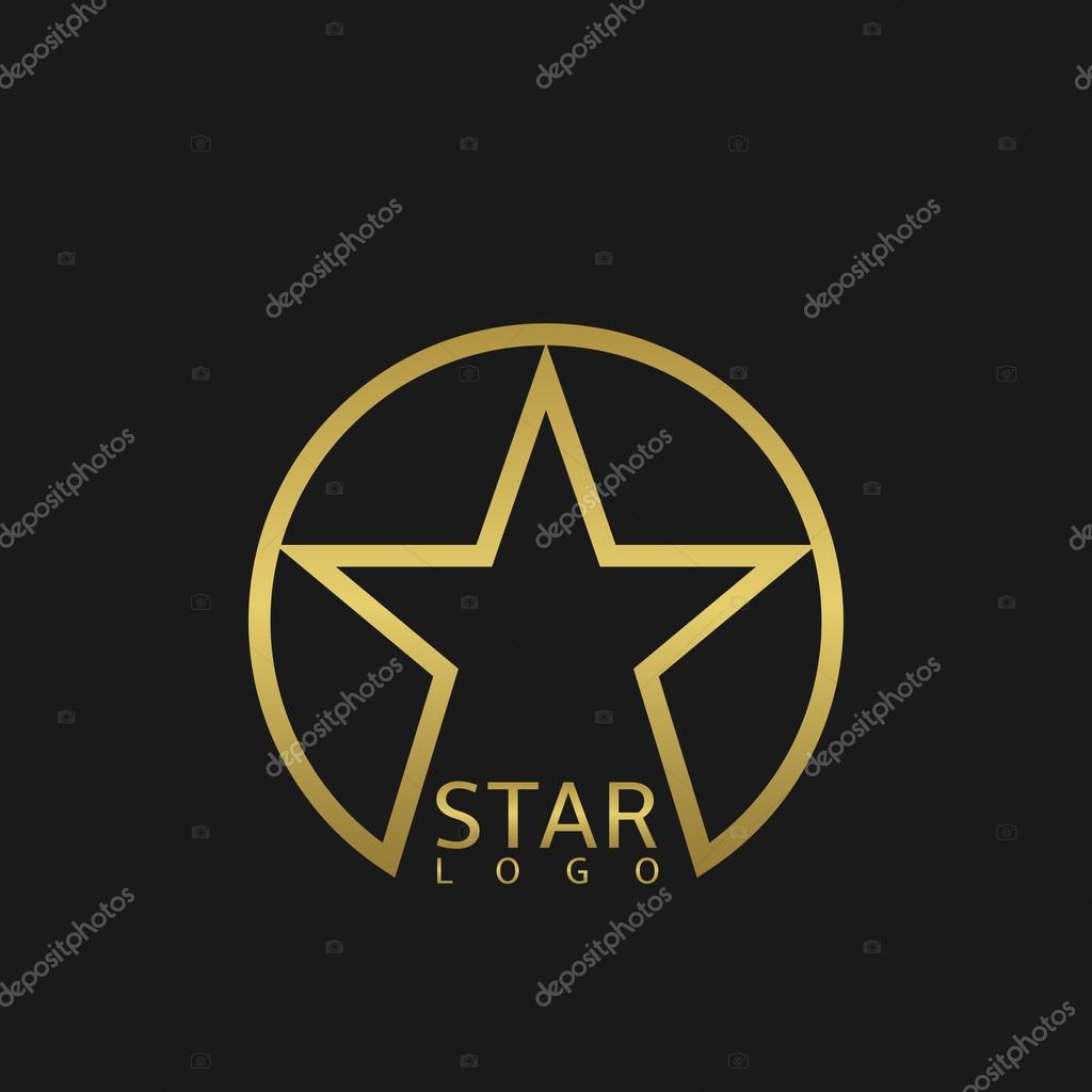 Golden star logo, Honor success award symbol.  Vector illustration