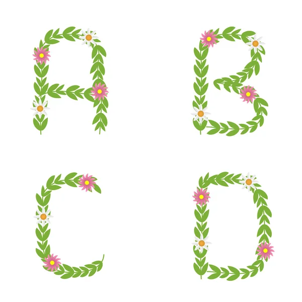 Conjunto de letras verdes — Vector de stock