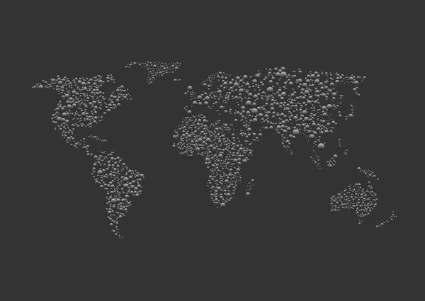 Bolas de prata mapa do mundo — Vetor de Stock