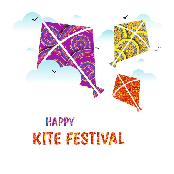 インドの凧糸祭りをテーマにしたベクトルイラスト — ストックベクタ