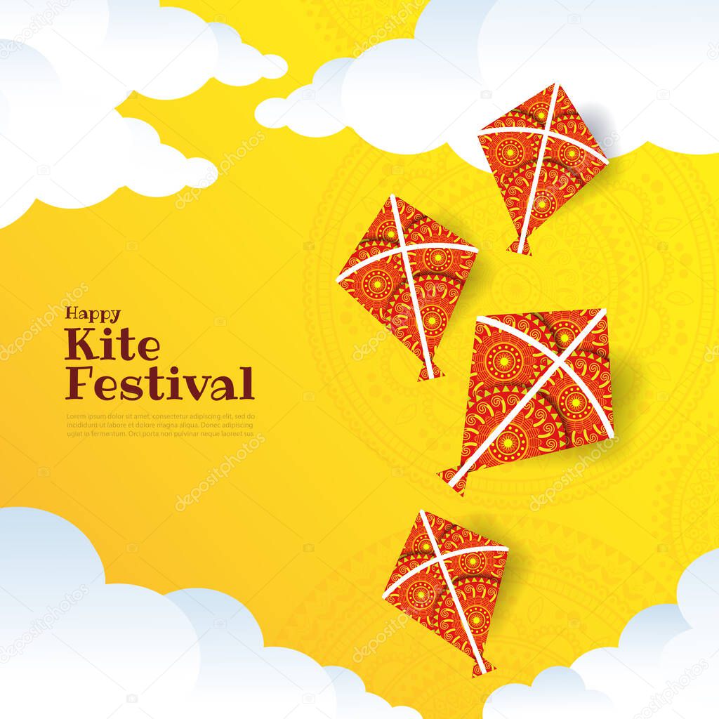 Vector illustration on the theme of kite string festival of India