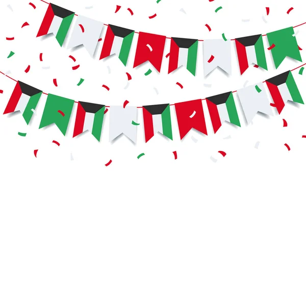 Vektorillustration Des Nationalfeiertags Kuwait Girlande Mit Der Flagge Kuwaits Auf — Stockvektor