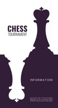 Satranç turnuvası, maç, oyun hakkında vektör illüstrasyonu. Reklam, davetiye, afiş, poster olarak kullan