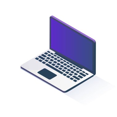 İzometrik vektör çizimi. Bilgisayar teknolojisi, laptop. Isometric tasarımı.