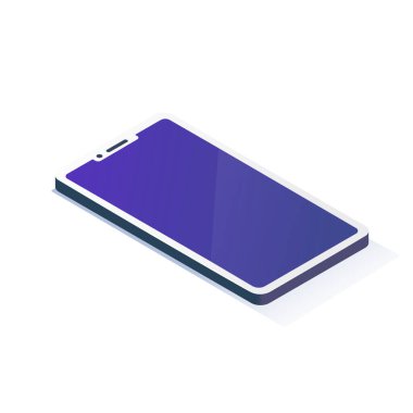 İzometrik vektör çizimi. Akıllı telefon ikonu. Mobil aygıt.