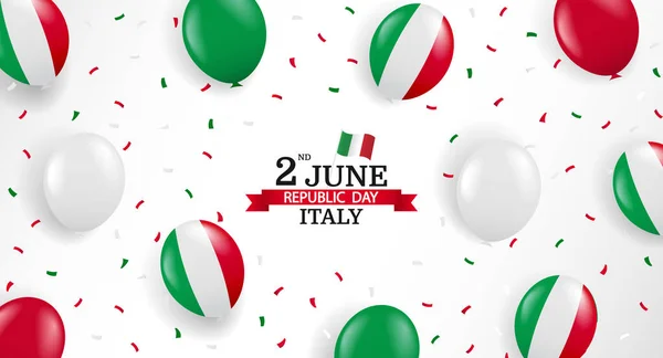 Vector Ilustración Del Día República Italia Fondo Con Globos Confeti — Vector de stock