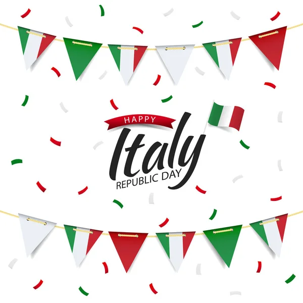 Wektor Ilustracja Republiki Dzień Włochy Girlanda Flagą Włoch Białym Tle — Wektor stockowy