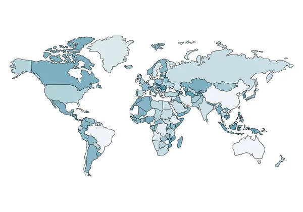 Политическая Карта Мира Иллюстрация Плоском Стиле — стоковый вектор