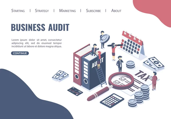 Isometric Vector Illustration Concept Business Auditing Verification Accounting Data Professional — Stock vektor