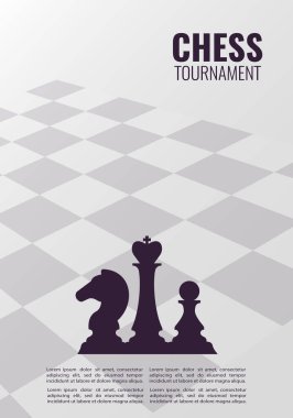 Satranç turnuvası, maç, oyun hakkında vektör illüstrasyonu. Reklam, davetiye, afiş, poster olarak kullan