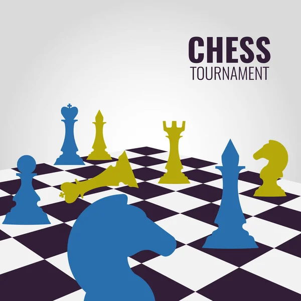 Satranç Turnuvası Maç Oyun Hakkında Vektör Illüstrasyonu Reklam Davetiye Afiş — Stok Vektör