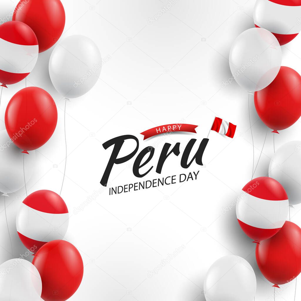 Vector Illustration of Peru Independence Day. Background with balloons