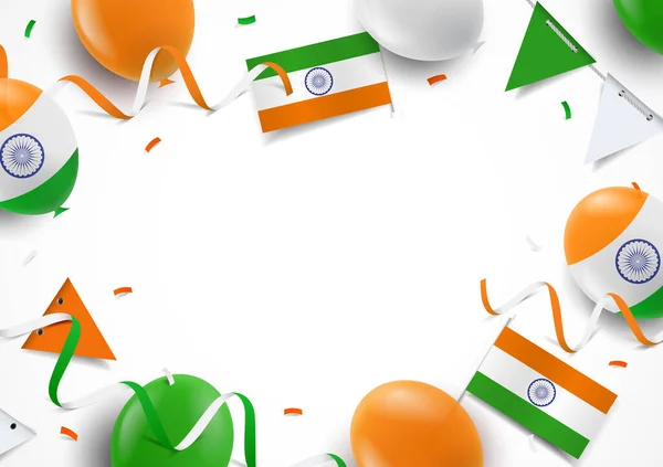 Векторная Иллюстрация Дня Независимости Индии Фон Воздушными Шарами Флагами — стоковый вектор