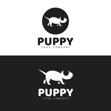 Logo şablonu. Bir köpek resmi logosu, evcil hayvanlarla ilişkilendirilen iş için uygun..