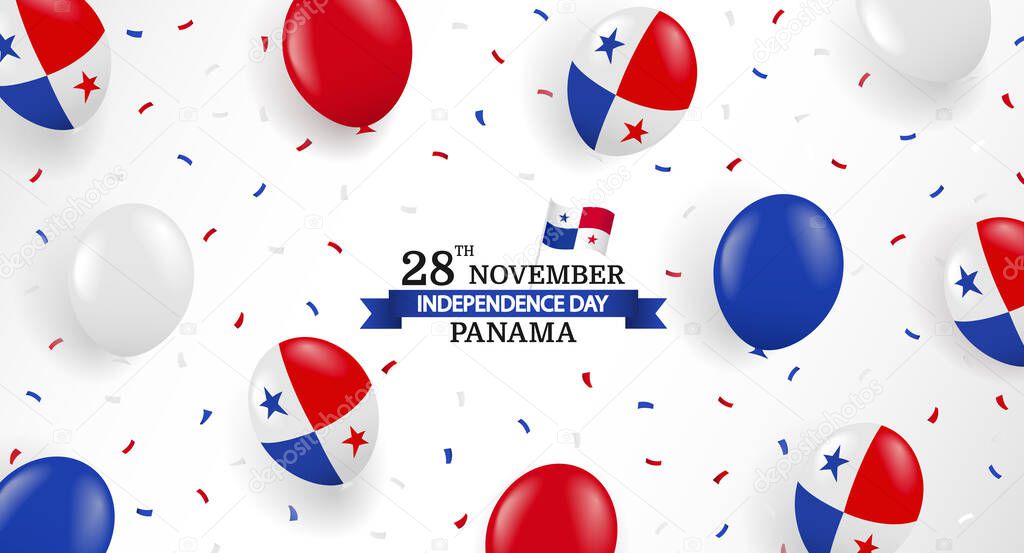 Vector Illustration of Panama Independence Day. Background with balloons 