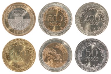 Colombia pesos coin full set clipart