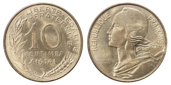 法国硬币 10 生丁 — 图库照片