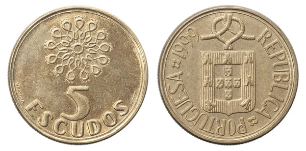 Moneda de escudo portugués cinco — Foto de Stock