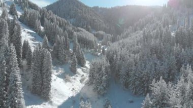 Karlı kış dağları, karışık orman ve dağ vadileriyle kaplı..