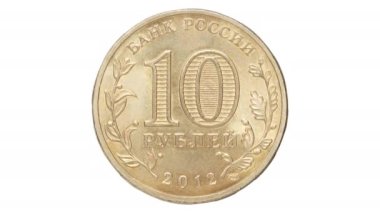Çerçeve animasyonu Rus rublesi beyaz arka planda izole edilmiş.