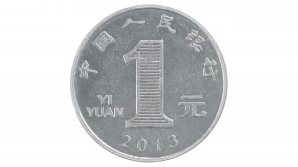 Animációs keret kínai érmék közel fehér háttér elszigetelt — Stock videók