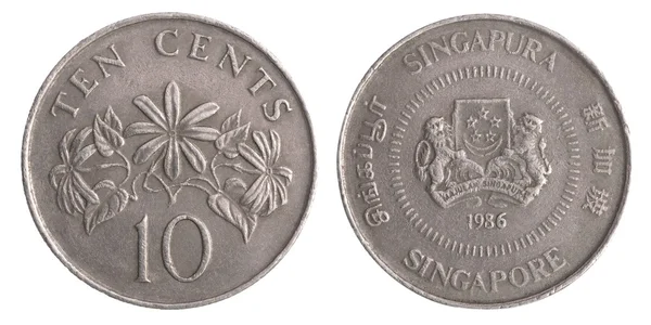 Moneta Singapore dieci centesimi — Foto Stock