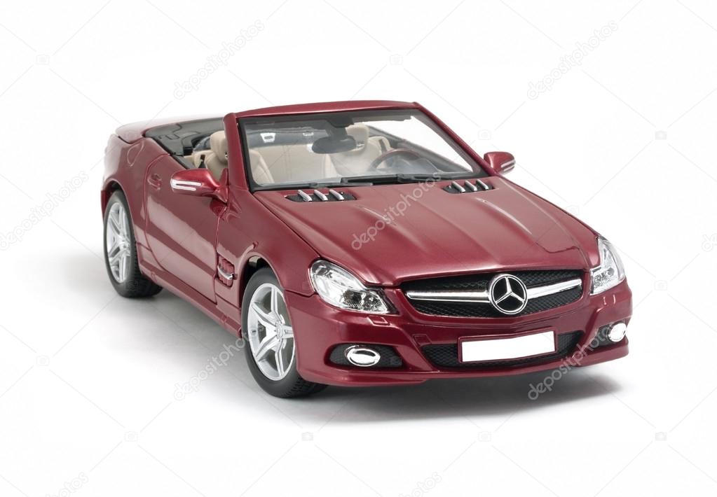 ALMATY, KAZAKHSTAN - April 27, 2014 - Collectible toy Mercedes-Benz SL 550 cabriolet isolated on white background