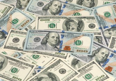 eski ve yeni yüz dolar faturaları bir yığın