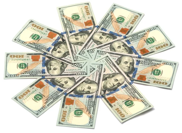 Sun of dollar bills — Stock Photo, Image