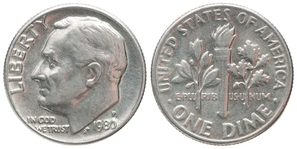 Una moneta da dieci centesimi — Foto Stock