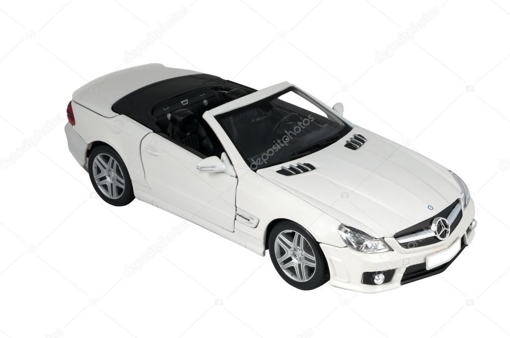 ALMATY, KAZAKHSTAN - May 10, 2014 - Collectible toy Mercedes-Benz SL 550 cabriolet isolated on white background