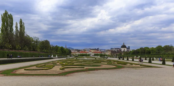 AUSTRIA,VIENNA - APRIL 17,2016:Gardens of Belvedere Palace in Vi Royalty Free Stock Photos